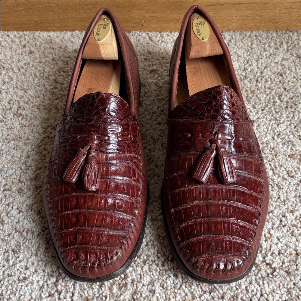 Florsheim Imperial Brown Genuine Caiman Alligator Gator Croc Leather Loafers 12 - Picture 2 of 11